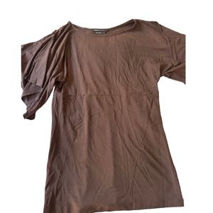 BCBG Brown Ruffle Sleeve Top